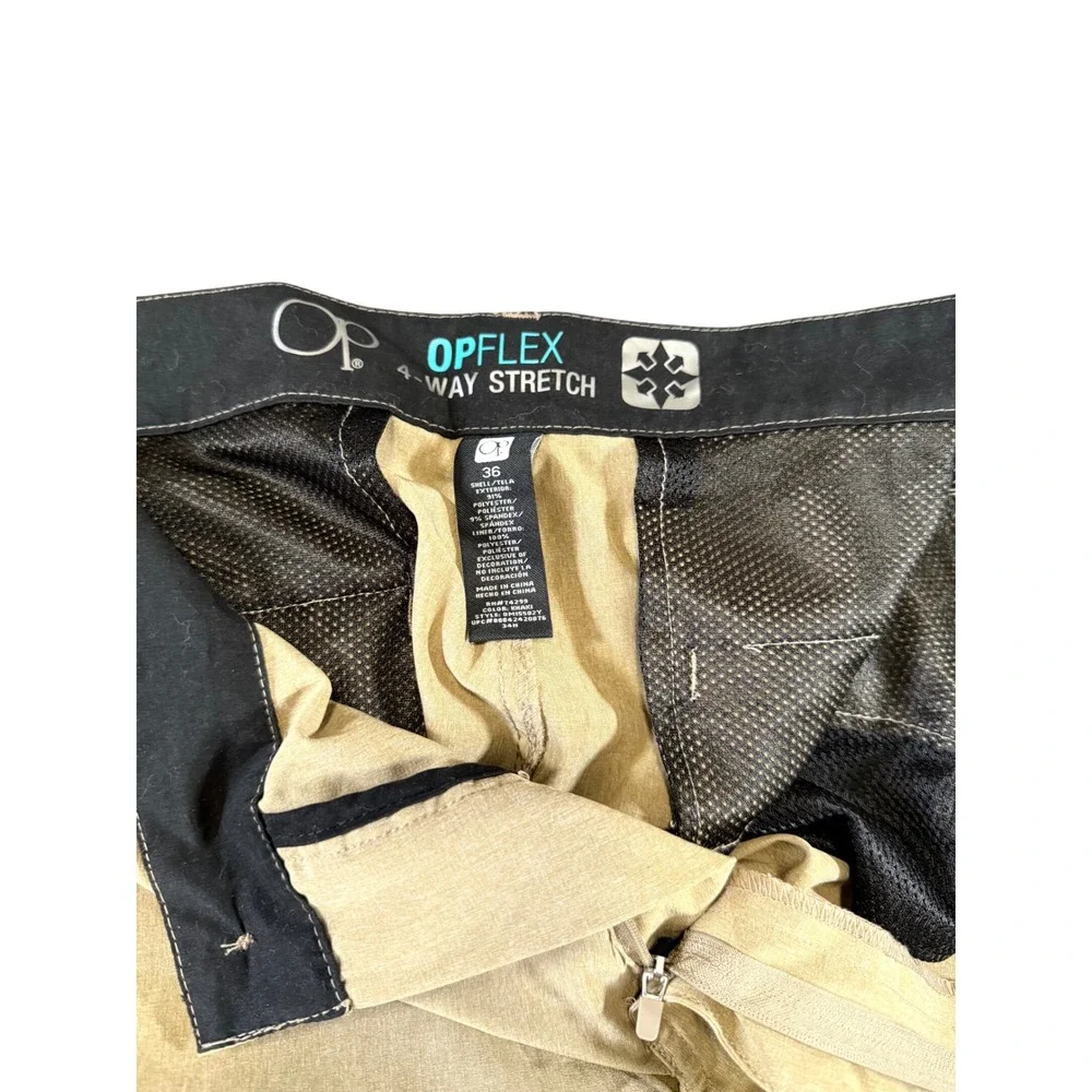 OP OPFlex 4-Way Stretch Board Shorts Size 36 Tan Khaki Hybrid